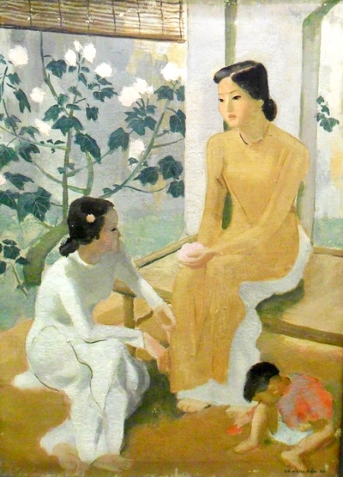 Bức tranh hai thiếu nữ và em bé của ông